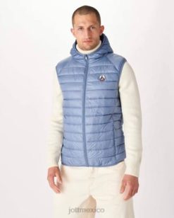 Jott Mexico | Jott chaqueta de plumón sin mangas con capucha azul lavada pat hombres 6L8867